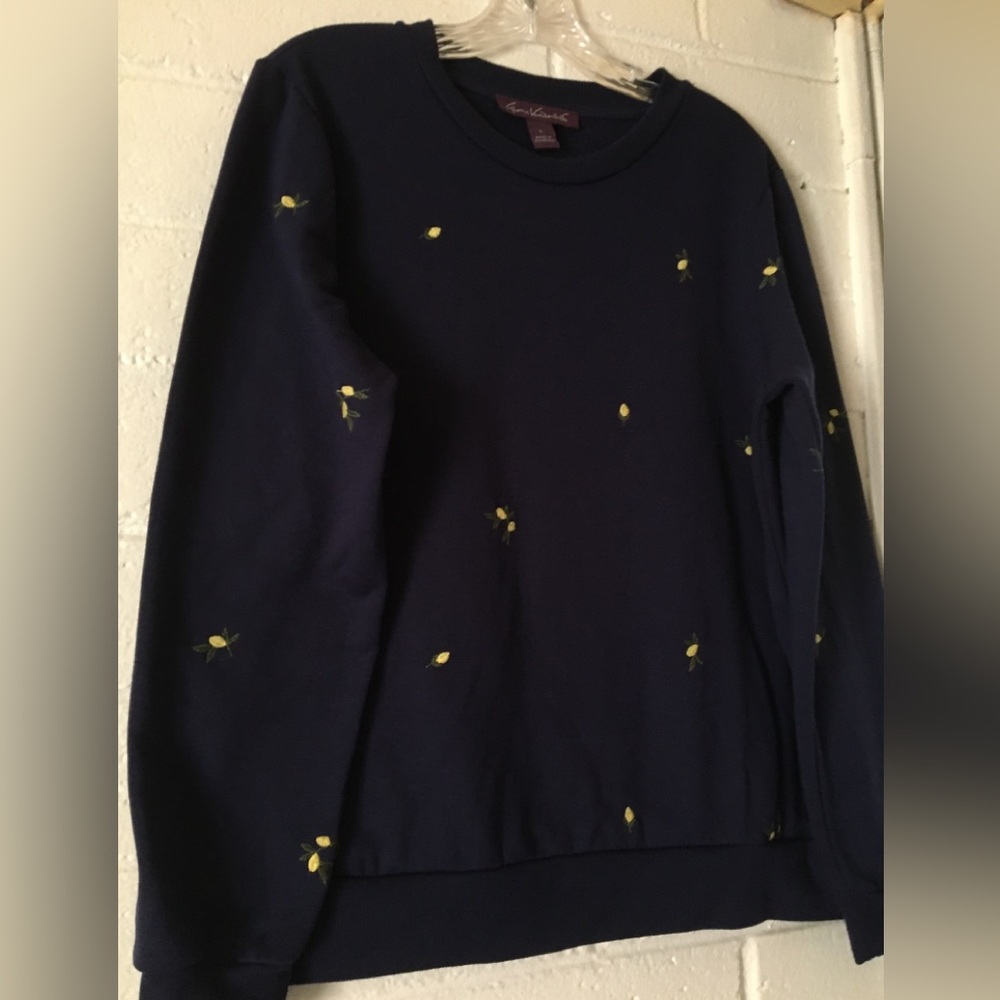 Gloria Vanderbilt | Navy Sweatshirt with Lemon Yellow Florals Embroidery πβ¨πππ± - Picture 15 of 16